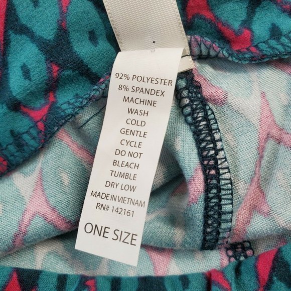 LuLaRoe Leggings Teal Green Pink‎ One Size OS - Picture 12 of 12